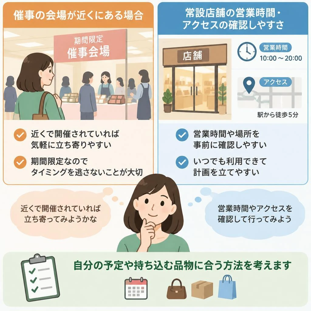 手軽さなら催事？常設店舗？利用しやすさを徹底比較